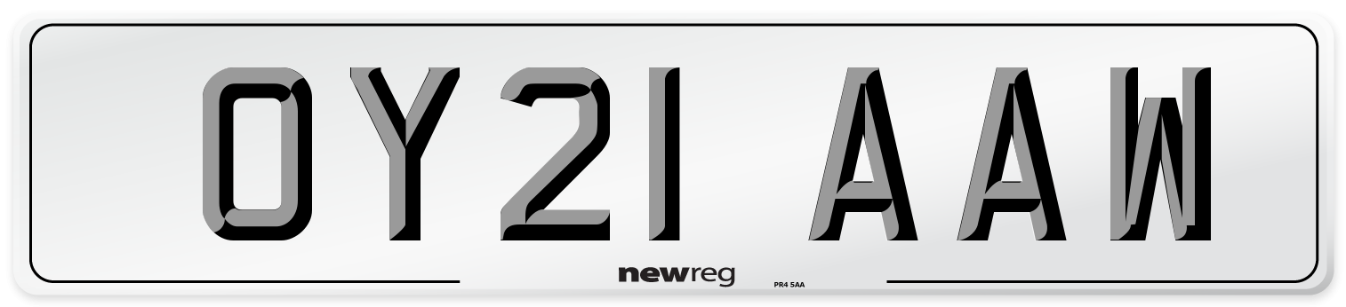 OY21 AAW Number Plate from New Reg